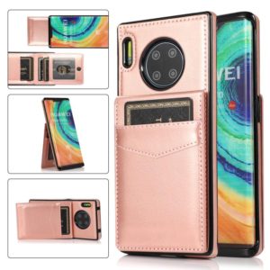 For Huawei Mate 30 Pro Solid Color PC + TPU Protective Case with Holder & Card Slots(Rose Gold) (OEM)