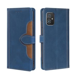 For Asus ZenFone8 ZS590KS Skin Feel Straw Hat Magnetic Buckle Leather Phone Case(Blue) (OEM)