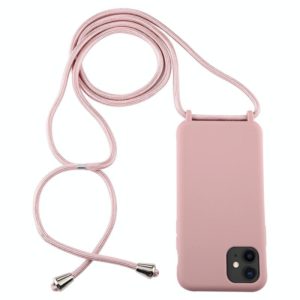 For iPhone 11 Candy Color TPU Protective Case with Lanyard(Dark Pink) (OEM)