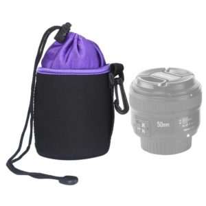 SLR Camera Lens Bag Micro Single Lens Bag Lens Inner Bile Bag Waterproof Protective Case Plus Velvet Thickening, Diameter: 8.5cm, height: 10cm(Purple) (OEM)