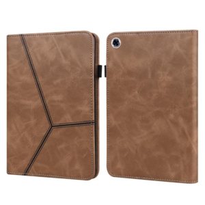 For Samsung Galaxy Tab A8 10.5 (2021) Solid Color Embossed Striped Leather Tablet Case(Brown) (OEM)