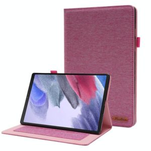 For Samsung Galaxy Tab A8 10.5 2021 Horizontal Flip Fabric PU Leather Tablet Case with Card Slots & Holder(Rose Red) (OEM)