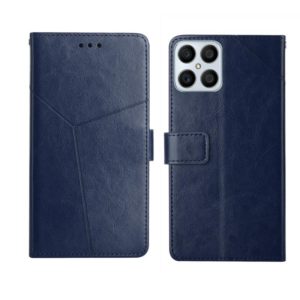 For Honor X8 Y Stitching Horizontal Flip Leather Phone Case(Blue) (OEM)