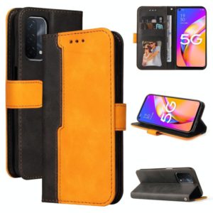 For OPPO A93 5G CN Version/A74 5G/A54 5G Business Stitching-Color Horizontal Flip PU Leather Case with Holder & Card Slots & Photo Frame & Lanyard(Orange) (OEM)