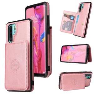 For Huawei P30 Pro Calf Texture Magnetic Phone Case(Rose Gold) (OEM)