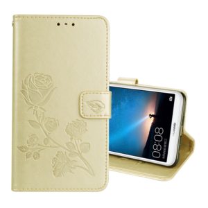 For Huawei Mate 10 Lite Rose Embossed Horizontal Flip Environmental PU Leather Case with Holder & Card Slots & Wallet (Gold) (OEM)