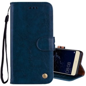 For Huawei P10 Lite Business Style Oil Wax Texture Horizontal Flip Leather Case with Holder & Card Slots & Wallet (Blue) (OEM)