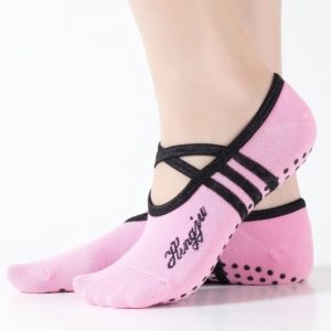 1 Pair Sports Yoga Socks Slipper for Women Anti Slip Lady Damping Bandage Pilates Sock(Pink) (OEM)