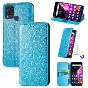 For Infinix Hot 10T Blooming Mandala Embossed Pattern Magnetic Horizontal Flip Leather Case with Holder & Card Slots & Wallet(Blue) (OEM)
