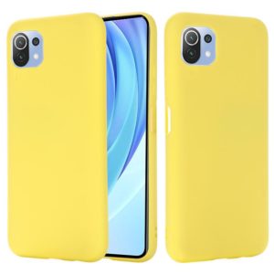For Xiaomi Mi 11 Lite Solid Color Liquid Silicone Dropproof Full Coverage Protective Case(Yellow) (OEM)