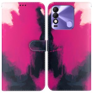 For Tecno Spark 8 / 8T Watercolor Pattern Horizontal Flip Leather Phone Case(Berry Color) (OEM)