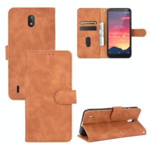 For Nokia C2 Solid Color Skin Feel Magnetic Buckle Horizontal Flip Calf Texture PU Leather Case with Holder & Card Slots & Wallet(Brown) (OEM)