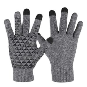 1 Pair Thick Velvet Touch Screen Knitted Warm Gloves, Size: Free Size(Grey) (OEM)