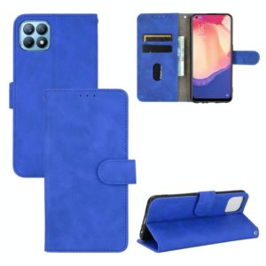 For OPPO Reno4 SE Solid Color Skin Feel Magnetic Buckle Horizontal Flip Calf Texture PU Leather Case with Holder & Card Slots & Wallet(Blue) (OEM)