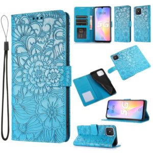 For Huawei nova 8 SE Skin Feel Embossed Sunflower Horizontal Flip Leather Case with Holder & Card Slots & Wallet & Lanyard(Blue) (OEM)