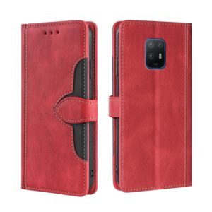 For Fujitsu Arrows 5G F-51A Skin Feel Straw Hat Magnetic Buckle Leather Phone Case(Red) (OEM)