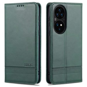 For Huawei P50 AZNS Magnetic Calf Texture Horizontal Flip Leather Case with Card Slots & Holder & Wallet(Dark Green) (AZNS) (OEM)