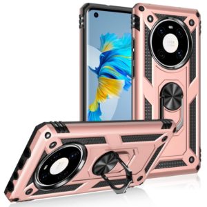 For Huawei Mate 40 Shockproof TPU + PC Protective Case with 360 Degree Rotating Holder(Rose Gold) (OEM)