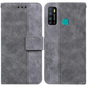 For Tecno Camon 15 Geometric Embossed Leather Phone Case(Grey) (OEM)