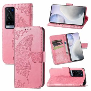 For vivo X60 Pro+ Butterfly Love Flowers Embossed Horizontal Flip Leather Case with Holder & Card Slots & Wallet & Lanyard(Pink) (OEM)