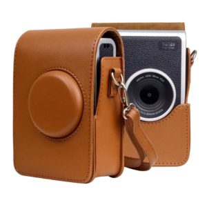 Vertical Full Body Camera PU Leather Case Bag with Strap for FUJIFILM instax mini Evo (Brown) (OEM)