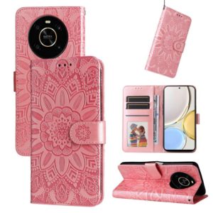 For Honor X30 / X9 5G / 4G Embossed Sunflower Leather Phone Case(Rose Gold) (OEM)