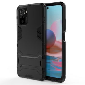 For Xiaomi Redmi Note 10 4G Shockproof PC + TPU Protective Case with Hidden Holder(Black) (OEM)