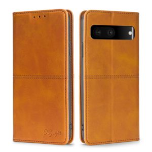 For Google Pixel 7 5G Cow Texture Magnetic Horizontal Flip Leather Phone Case(Light Brown) (OEM)