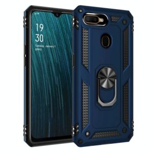 For OPPO A5s Shockproof TPU + PC Protective Case with 360 Degree Rotating Holder(Blue) (OEM)