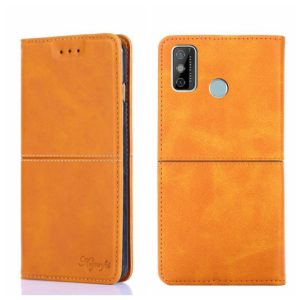 For Tecno Spark 6 GO Cow Texture Magnetic Horizontal Flip Leather Phone Case(Light Brown) (OEM)