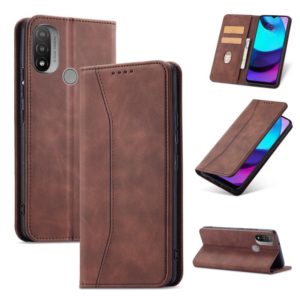 For Motorola Moto E20 / E30 Magnetic Dual-fold Leather Phone Case(Coffee) (OEM)
