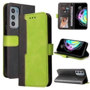 For Motorola Edge 20 Stitching-Color Horizontal Flip Leather Phone Case with Holder & Card Slots & Photo Frame(Green) (OEM)