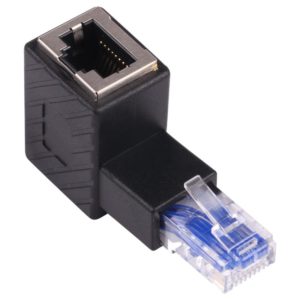 RJ45 Male to Female Converter 90 Degrees Extension Adapter for Cat5 Cat6 LAN Ethernet Network Cable (OEM)