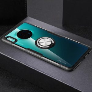 For Huawei Mate 30 Shockproof TPU + Acrylic Protective Case with Metal Ring Holder(Silver Black) (OEM)
