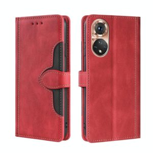 For Honor 50 Skin Feel Straw Hat Magnetic Buckle Leather Phone Case(Red) (OEM)