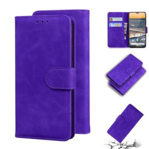 For Nokia 5.3 Skin Feel Pure Color Flip Leather Phone Case(Purple) (OEM)