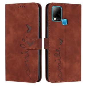 For Infinix Hot 10s Skin Feel Heart Pattern Leather Phone Case(Brown) (OEM)