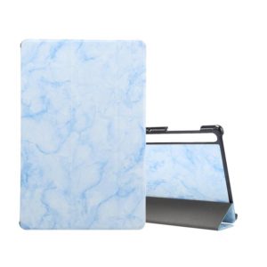 For Samsung Galaxy Tab S8 / Galaxy Tab S7 T870 Marble Texture Pattern Horizontal Flip Leather Case, with Three-folding Holder & Sleep / Wake-up(Blue) (OEM)