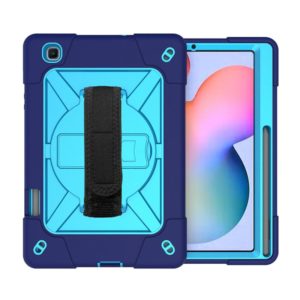 For Samsung Galaxy Tab S6 Lite P610 Contrast Color Robot Shockproof Silicon + PC Protective Case with Holder & Pen Slot(Navy Blue) (OEM)