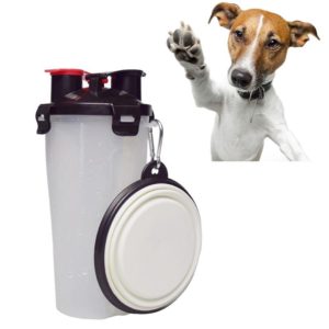 Pet Outdoor Portable Dual-use Water and Food Cup with A Folding Bowl (Transparent) (OEM)