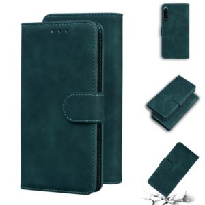 For Sony Xperia 5 III Skin Feel Pure Color Flip Leather Phone Case(Green) (OEM)