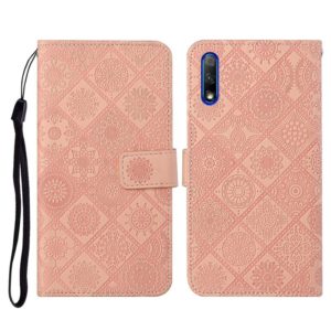 For Huawei Honor 9X / 9X Pro Ethnic Style Embossed Pattern Horizontal Flip Leather Case with Holder & Card Slots & Wallet & Lanyard(Pink) (OEM)