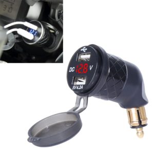 German EU Plug Special Motorcycle Elbow Charger Dual USB Voltmeter 4.2A Charger, Shell Color:Black(Red Light) (OEM)