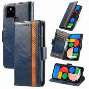 For Google Pixel 5a 5G CaseNeo Business Splicing Dual Magnetic Buckle Horizontal Flip PU Leather Case with Holder & Card Slots & Wallet(Blue) (OEM)