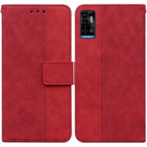 For ZTE Blade A72 / V40 Vita Geometric Embossed Leather Phone Case(Red) (OEM)