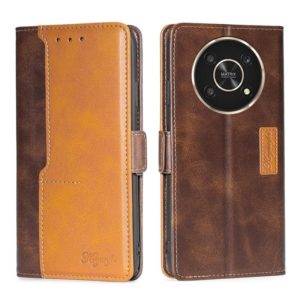 For Honor X30 Contrast Color Side Buckle Leather Phone Case(Dark Brown + Gold) (OEM)