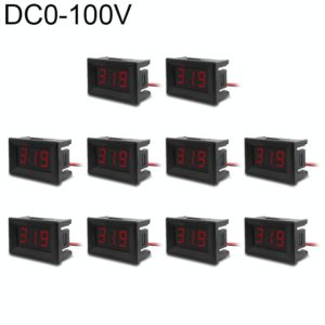 10 PCS 0.36 inch 3 Wires Digital Voltage Meter with Shell, Color Light Display, Measure Voltage: DC 0-100V (Red) (OEM)