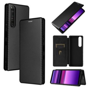 For Sony Xperia 1 III Carbon Fiber Texture Horizontal Flip TPU + PC + PU Leather Case with Card Slot(Black) (OEM)