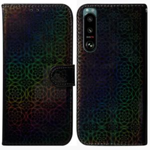 For Sony Xperia 5 III Colorful Magnetic Buckle Leather Phone Case(Black) (OEM)