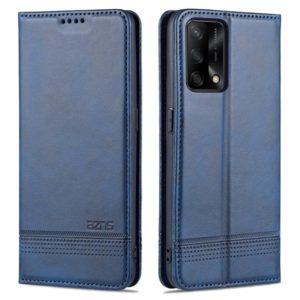 For OPPO A74 4G / F19 AZNS Magnetic Calf Texture Horizontal Flip Leather Case with Card Slots & Holder & Wallet(Blue) (AZNS) (OEM)